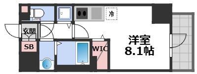 METROSA谷町六丁目ノース(ワンルーム/14階)の間取り写真
