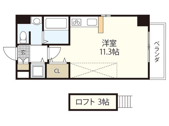 幟町シールド(1K/5階)の間取り写真