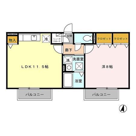 レセンテ中央(1LDK/1階)の間取り写真