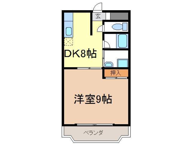 TWINKLE藤間(1DK/3階)の間取り写真