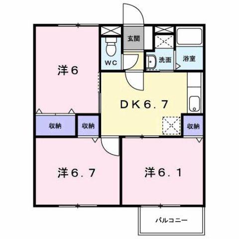 エコーハイツA(3DK/2階)の間取り写真