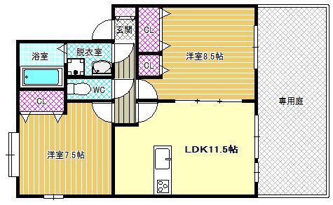 コンフォヴェール(2LDK/2階)の間取り写真