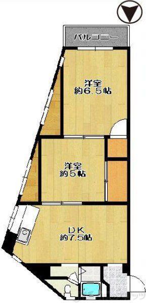 西本マンション(2DK/2階)の間取り写真