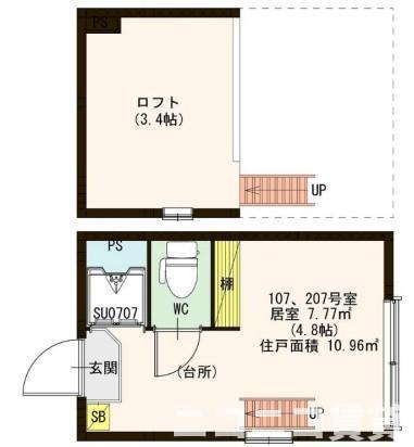 ハーモニーテラス新高円寺(ワンルーム/1階)の間取り写真