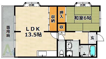 ル・パレ鈴らん(1LDK/1階)の間取り写真