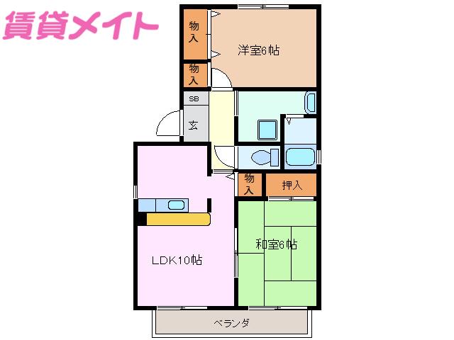 セントポーリア A(2LDK/2階)の間取り写真