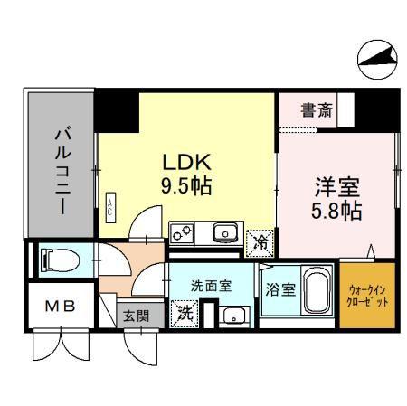 アビエール松屋町(1LDK/11階)の間取り写真