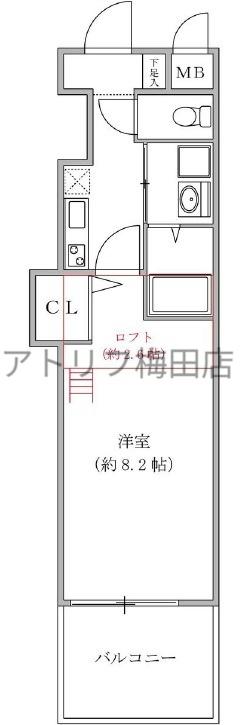 フォレスト梅田西(1K/12階)の間取り写真