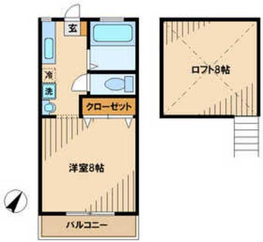 ビューパレスK&K(1K/2階)の間取り写真