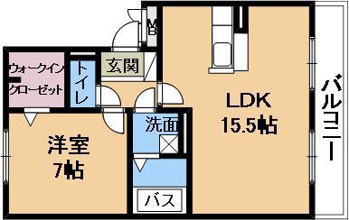 レークタウンA棟(1LDK/1階)の間取り写真