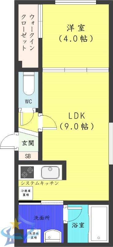 PINE HILLS琴似(1LDK/1階)の間取り写真