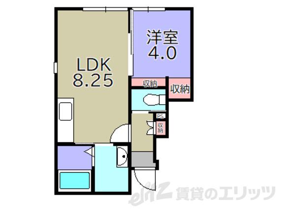 ルートヴィレッジ彦根(1LDK/1階)の間取り写真