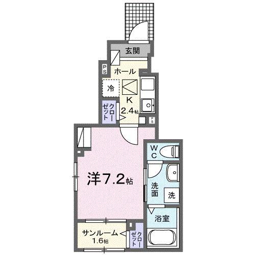 エスペランサ 俊(1K/1階)の間取り写真