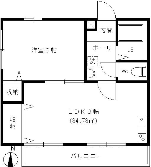 ラフォーレ大倉山六番館(1LDK/2階)の間取り写真