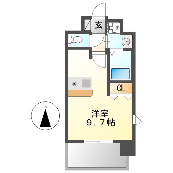 ライジングコート名古屋駅前東(ワンルーム/6階)の間取り写真