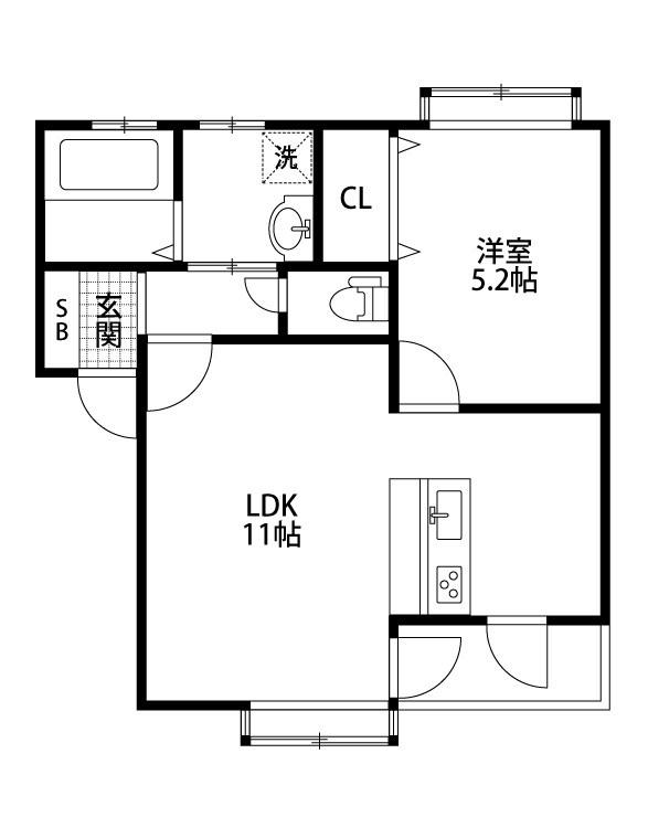 クーチェI(1LDK/1階)の間取り写真