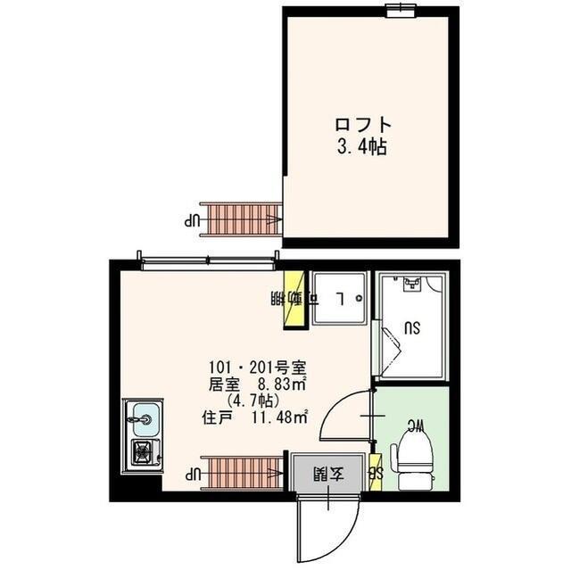 TIARE高円寺(ワンルーム/1階)の間取り写真