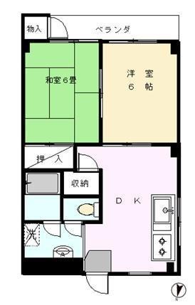 バロン妙蓮寺(2DK/1階)の間取り写真
