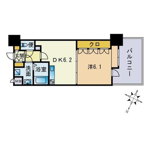 サムティ天神南(1DK/3階)の間取り写真