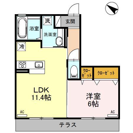 ディアレクス(1LDK/2階)の間取り写真
