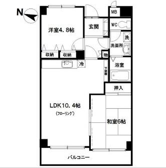 ライオンズシティ川口(2LDK/9階)の間取り写真