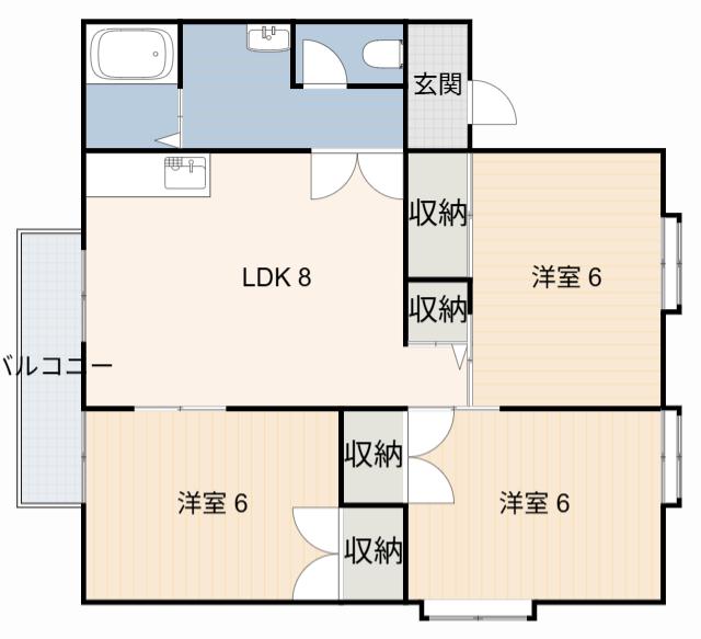 サンパーク谷田Ⅰ(3LDK/1階)の間取り写真