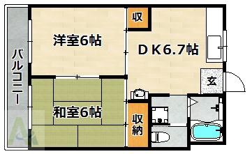 エステート五宮(2DK/3階)の間取り写真