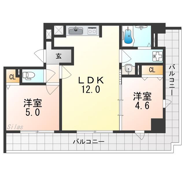 プレステージ12番館(2LDK/2階)の間取り写真