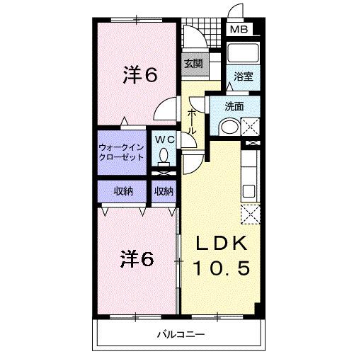 グランシャトー竹谷(2LDK/3階)の間取り写真