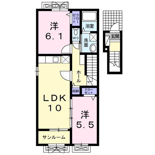 ARSH4(2LDK/2階)の間取り写真