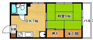秋庭ビル(1DK/4階)の間取り写真