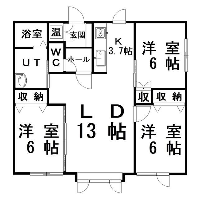 ハイツラルゴ(3LDK/1階)の間取り写真