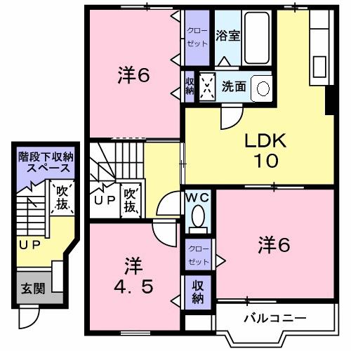 ラ・ルーノ3番館(3LDK/2階)の間取り写真
