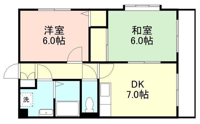ヴィラ紀水(2DK/2階)の間取り写真
