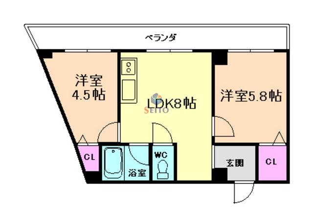 シティコート福島(2LDK/6階)の間取り写真