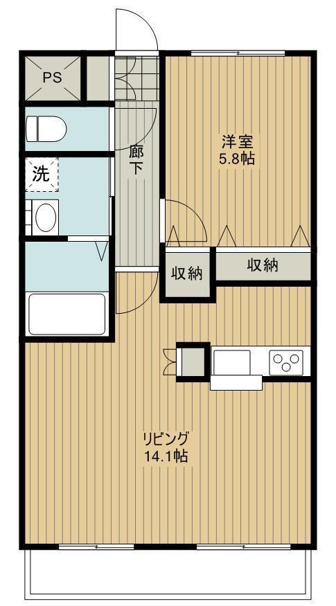 さくらハイツB(1LDK/1階)の間取り写真