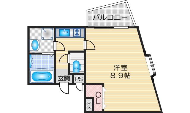 レジデンス緑地公園(1K/3階)の間取り写真