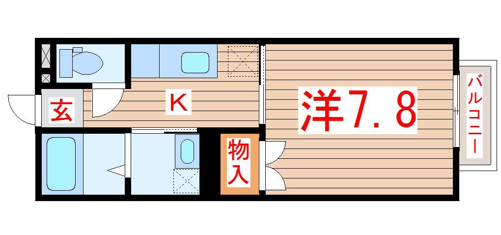 エアフォルク小松島(1K/2階)の間取り写真