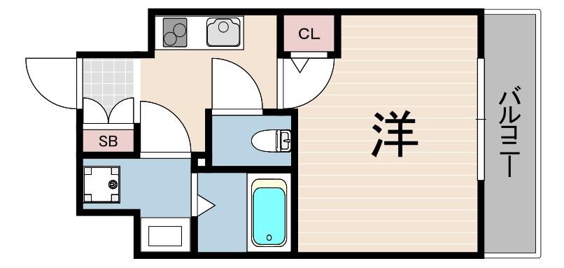 クオーレ神戸山手(1K/9階)の間取り写真