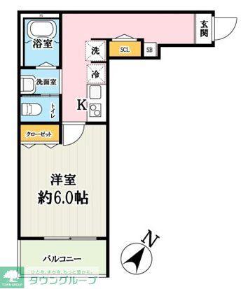 キャメル所沢弥生町2(1K/1階)の間取り写真