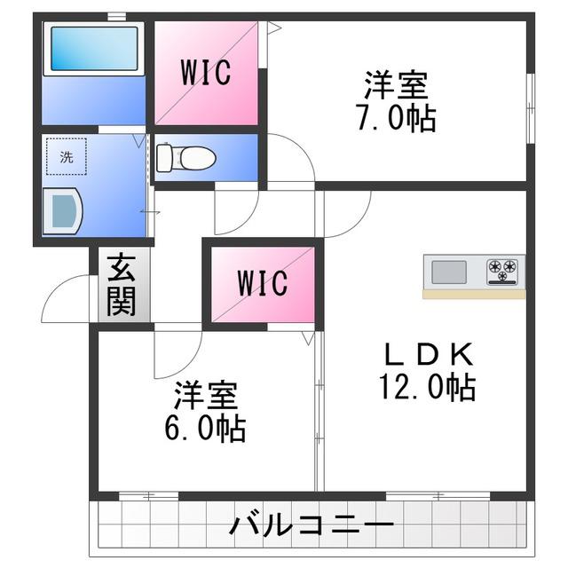 メゾンエスポワール(2LDK/3階)の間取り写真