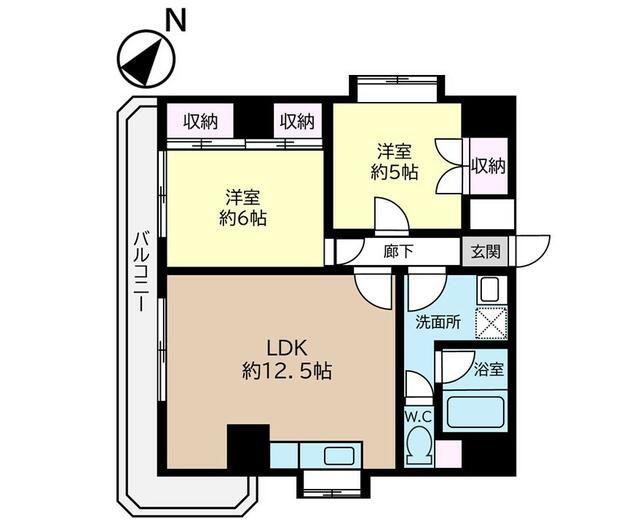 萩原ビル(2LDK/3階)の間取り写真
