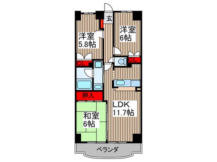 ACR0.PRE.STAGE(3LDK/4階)の間取り写真