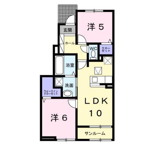 ニコリヴII(2LDK/1階)の間取り写真
