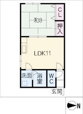 スカイハイツ岩室(1LDK/1階)の間取り写真