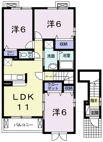 ミルフィーユ B(3LDK/2階)の間取り写真