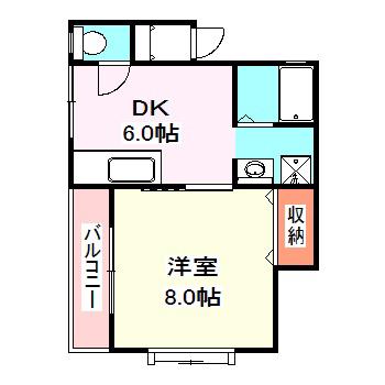 シルキーゼファーII(1DK/2階)の間取り写真