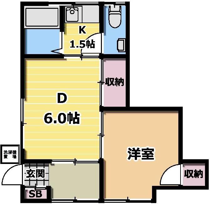 有明荘(1DK/1階)の間取り写真