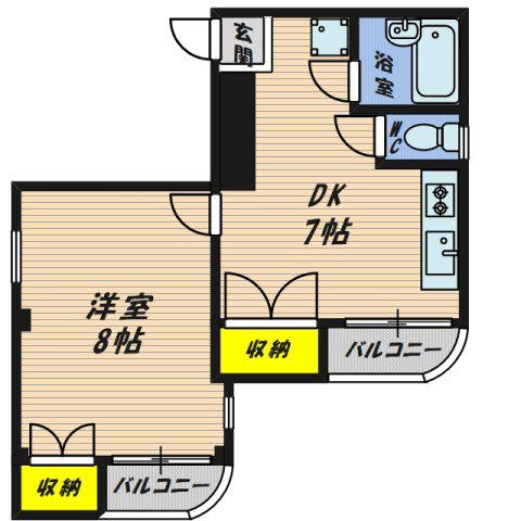 ゴトーハイツ高殿(1DK/4階)の間取り写真