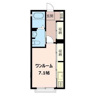 プランドール・ヒロ(ワンルーム/1階)の間取り写真